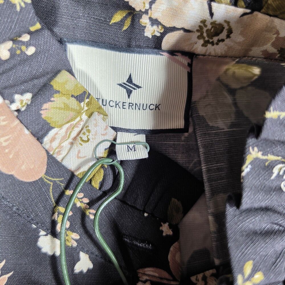 Tuckernuck NEW Midnight Garden Black Floral Drop Waist Tate Mini Dress Size M - Picture 2 of 7